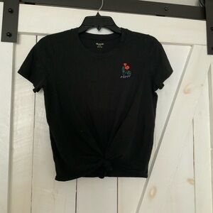 Madewell Black and Red Tie Front with Poppy Flower